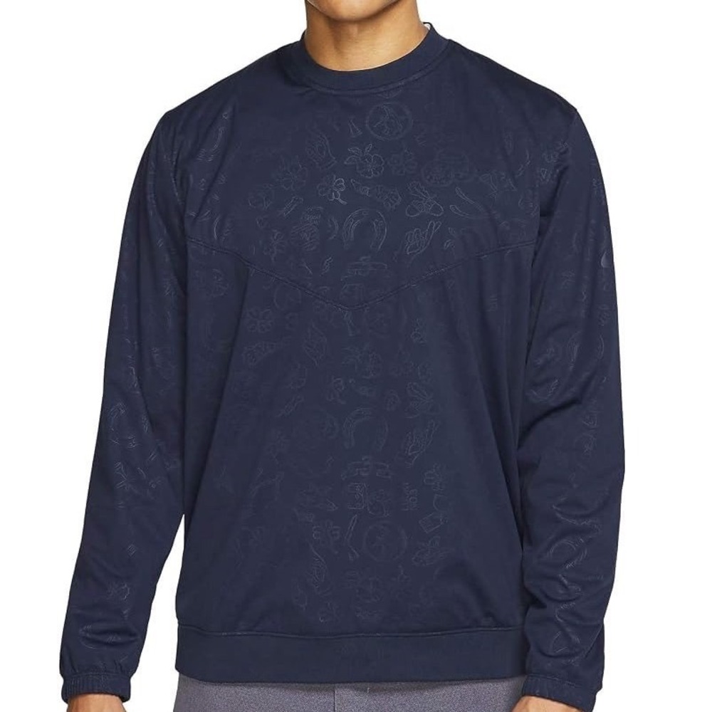 Nike Shield Golf Victory Crew Pullover Navy Lucky No 3 Print Mens Large